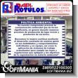 ROTULO PUBLICITARIO ACRILICO BLANCO 3 MILIMETROS CON ROTULACION EN VINIL DE CORTE CON TEXTO POLITICA AMBIENTAL CORPORATIVA PARA FABRICA INDUSTRIAL DE PRODUCTOS PLASTICOS MARCA RAPIROTULOS DE DIMENSIONES 1.2X0.8 METROS