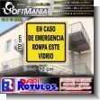 SMRR23091606: Security Sticker with Text in Case of Emergency Break This Glass Advertising Sign for Administrative Office brand Softmania Rotulos Dimensions 3.9x3.9 Inches