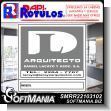 SMRR22103102: Metal Sheet of Iron with Tubular Frame and Cut Vinyl Lettering with Text Architectural Services Advertising Sign for Architects Office brand Rapirotulos Dimensions 96.1x96.1 Inches