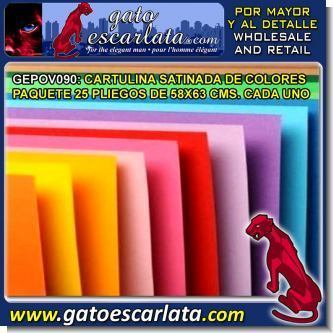 Lee el articulo completo CARTULINA SATINADA DE COLORES - PAQUETE 25 PLIEGOS DE 58X63 CENTIMETROS CADA UNO