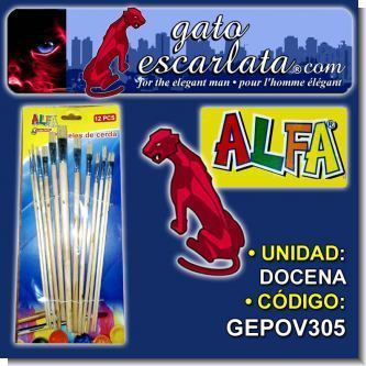 Lee el articulo completo SET DE 12 PINCELES DE CERDA MARCA ALFA - 12 UNITS