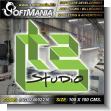 Rotulo Publicitario Letras de Alto Relieve Cortadas en Plastico PVC de 10 Milimetros con Texto T2 Studio para Galeria de Arte marca Softmania Ads de Dimensiones 1x1 Metros