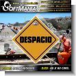 SIGN24050609: Iron Sheet with Cut Vinyl Lettering with Text Drive Slowly Advertising Material for Construction Company brand Softmania Ads Dimensions 23.6x23.6 Inches