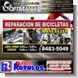 SMRR23050201: Full Color Banner with Metal Holes to Tie with Text Manuelito Bike Repair Advertising Sign for Bikes Workshop brand Softmania Advertising Dimensions 38.2x18.5 Inches