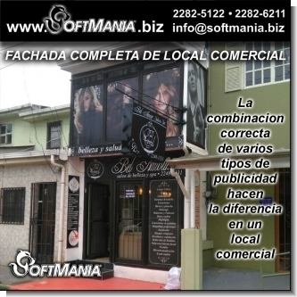 Publicidad completa en fachada de local comercial