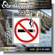 SIGN24042101: Transparent Acrylic with Reverse Lettering with Text No Smoking Pictogram Advertising Material for Hydroelectric Production Plant brand Softmania Ads Dimensions 7.9x7.9 Inches