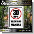 SIGN24042214: Iron Sheet with Cut Vinyl Lettering with Text 30 Kph Maximum Speed Advertising Material for Hotel brand Softmania Ads Dimensions 23.6x35.4 Inches