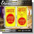 SIGN24092220: Rotulo Publicitario Banner de Vinil de Corte con Ojetes de Metal para Amarrar con Texto Camisetas a 1700 Cada Una para Tienda de Ropa marca Softmania Ads de Dimensiones 0.6x1.2 Metros
