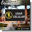 SIGN24073103: Material Publicitario Prefabricado PVC 3 Milimetros con Texto Prohibido Usar Celular para Hotel marca Softmania Ads de Dimensiones 50x30 Centimetros