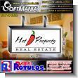 SMRR24012992: Acrylic Light Box with Aluminum Frame Double Sided with Text Hot Property, Real Estate Advertising Sign for Real Estate brand Softmania Ads Dimensions 36.6x18.1 Inches