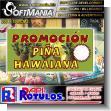 Rotulo Publicitario PVC 3 Milimetros con Rotulacion Full Color con Texto Promocion Pina Hawaiana para Heladeria marca Softmania Advertising de Dimensiones 2x1 Metros