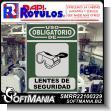 SMRR22100329: Transparent Acrylic with Reverse Lettering with Text Mandatory Use of Safety Glasses Advertising Sign for Industrial Factory of Plastic Products brand Rapirotulos Dimensions 11.8x15.7 Inches