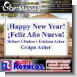 SMRR23113010: Iron Sheet with Full Color Adhesive Vinyl Labeling with Text Happy New Year Advertising Sign for Real Estate brand Softmania Advertising Dimensions 33.5x19.7 Inches