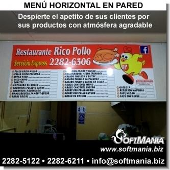 Menu horizontal en pared