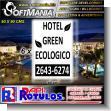 SMRR24012963: Iron Sheet with Cut Vinyl Lettering with Text Hotel Green Ecologico Advertising Sign for Hotel brand Softmania Ads Dimensions 23.6x35.4 Inches