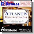 SMRR22111425: Rotulo Publicitario Tarjetas de Presentacion con Texto Restaurante y Bar Atlantis para Restaurante Bar marca Rapirotulos de Dimensiones 9x5 Centimetros