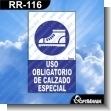 RR-116: ROTULO PREFABRICADO - USO OBLIGATORIO DE CALZADO ESPECIAL