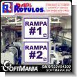 SMRR22101302: White Acrylic 3 Millimeters with Cutting Vinyl Lettering with Text Ramp Number 1 and 2 Advertising Sign for Industrial Factory of Plastic Products brand Rapirotulos Dimensions 27.6x23.6 Inches
