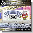 SIGN24042407: Cut Vinyl Banner with Metal Holes to Tie with Text Iso Standard Advertising Sign for Textile Factory brand Softmania Ads Dimensions 39.4x15.7 Inches