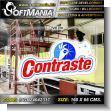 SIGN24042317: Embossed Letters Cut out from PVC Plastic 10 Millimeters with Text brand Logo el Contraste Advertising Sign for Factory of Cleaning Products brand Softmania Ads Dimensions 63x26 Inches