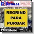 SMRR22101313: Floor Graphic Adhesive with Text Regrind to Purge Advertising Sign for Industrial Factory of Plastic Products brand Rapirotulos Dimensions 11x8.7 Inches