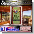 SMRR24012941: Translucent Vinyl Canvas Light Box Double Sided with Text Bill Fish, Sports Bar and Grill Advertising Sign for Hotel brand Softmania Advertising Dimensions 52.8x96.1 Inches