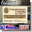SMRR23080806: Iron Sheet with Cut Vinyl Lettering with Text Constructora Cordoba Award Winning Home Builders Advertising Sign for Construction Company brand Softmania Advertising Dimensions 47.2x31.5 Inches
