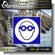 Transparent Acrylic with Reverse Lettering with Text Pictogram Use Safety Glasses Advertising Material for Hydroelectric Production Plant brand Softmania Ads Dimensions 7.9x7.9 Inches