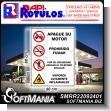 SMRR22092401: Transparent Acrylic Reverse Lettering 3 Colors White Background with Pictograms Advertising Sign for Fuel Station brand Rapirotulos Dimensions 23.6x31.5 Inches