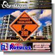 SMRR23080822: Iron Sheet with Cut Vinyl Lettering with Text Men Working 200 Meters Advertising Sign for Construction Company brand Softmania Advertising Dimensions 23.6x23.6 Inches