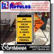 SMRR22102509: Iron Sheet with Cut Vinyl Lettering with Iron Frame and Tube Pole with Text Use Personal Protective Equipment Advertising Sign for Construction Company brand Rapirotulos Dimensions 17.7x27.6 Inches