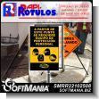 SMRR22102508: Iron Sheet with Cut Vinyl Lettering with Iron Frame and Tube Pole with Text Personal Protective Equipment is Required Advertising Sign for Construction Company brand Rapirotulos Dimensions 17.7x27.6 Inches