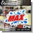SIGN24042318: Embossed Letters Cut out from PVC Plastic 10 Millimeters with Text brand Logo Max Advertising Sign for Factory of Cleaning Products brand Softmania Ads Dimensions 47.2x35.4 Inches