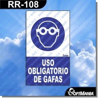 RR-108:    Rotulo Prefabricado - USO OBLIGATORIO DE GAFAS