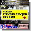 SMRR23112923: Acm 4mm Aluminum with Cut Vinil Lettering with Text Aurora Fitnes Center Advertising Sign for Gym brand Softmania Advertising Dimensions 96.1x35.4 Inches