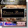 SMRR23102524: Iron Sheet with Full Color Adhesive Vinyl Labeling with Text Fusion Room, Restaurant and Lounge Advertising Sign for Restaurant brand Softmania Rotulos Dimensions 96.1x38.2 Inches