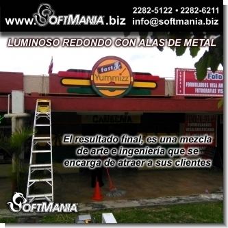 Round Light Box Sign with Metal Wings