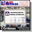 SMRR22101015: White Melamine Board with Cut Vinyl Lettering with Text Responsibilities of Production Personnel Advertising Sign for Industrial Factory of Plastic Products brand Rapirotulos Dimensions 48.8x33.9 Inches