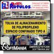 ROTULO PUBLICITARIO ADHESIVO TROQUELADO EN VINIL DE CORTE CON TEXTO TOLVA DE ALMACENAMIENTO DE POLIPROPILENO PARA FABRICA INDUSTRIAL DE PRODUCTOS PLASTICOS MARCA RAPIROTULOS DE DIMENSIONES 1.6X0.5 METROS