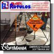 SMRR22102506: Metal Structure for Sidewalk with Reflective Vinyl Lettering with Text Men at Work Advertising Sign for Construction Company brand Rapirotulos Dimensions 47.2x49.2 Inches