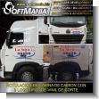 SMRR23102401: Advertising for Company Vehicle Fleet Double Sided with Text Truck Cabin with 3 Cut Vinyl Logos Advertising Sign for Food Factory brand Softmania Rotulos Dimensions 48x26.4 Inches