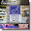 SMRR23100207: Metal Sheet of Iron with Tubular Frame and Cut Vinyl Lettering with Text Drugstore Advertising Sign for Pharmacy brand Softmania Rotulos Dimensions 23.6x35.4 Inches