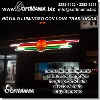 Rotulo Luminoso Cara de Lona Traslucida y Vinil de Corte