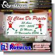 SMRR23091622: Cut Vinyl Banner with Metal Holes to Tie with Text Pepitos Clan Advertising Sign for Family Event brand Softmania Rotulos Dimensions 59.1x29.5 Inches