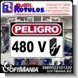 SMRR22101320: White Acrylic 3 Millimeters with Cutting Vinyl Lettering with Text Danger 480 Volts Advertising Sign for Industrial Factory of Plastic Products brand Rapirotulos Dimensions 23.6x15.7 Inches