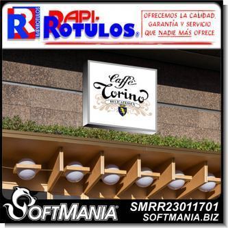 SMRR23011701:    ROTULO PUBLICITARIO LUMINOSO CARA DE LONA VINILICA TRASLUCIDA CON TEXTO TORINO, CAFE Y RESTAURANTE PARA CAFE Y RESTAURANTE MARCA RAPIROTULOS DE DIMENSIONES 1X1 METROS