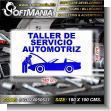 SIGN24050621: Rotulo Publicitario Banner de Vinil de Corte con Ojetes de Metal para Amarrar con Texto Taller de Servicio Automotriz para Taller de Mecanica marca Softmania Ads de Dimensiones 1.8x1 Metros