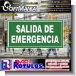 SMRR23090308: Logo Made of Acm 4mm Aluminum and Cut Vinyl Lettering on Metal Front with Text Emergency Exit Advertising Sign for Construction Company brand Softmania Rotulos Dimensions 23.6x11.8 Inches