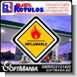 SMRR22121402: Iron Sheet with Cut Vinyl Lettering with Text Flammable Advertising Sign for Fuel Station brand Rapirotulos Dimensions 15.7x15.7 Inches