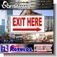 IRON SHEET WITH CUT VINYL LETTERING WITH TEXT EXIT HERE ADVERTISING SIGN FOR CONSTRUCTION COMPANY BRAND SOFTMANIA ADVERTISING DIMENSIONS 15.7X7.9 INCHES